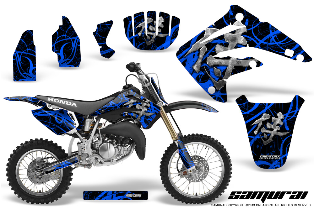 Honda CR85 03-07 Graphics Kit Samurai Blue Black NP